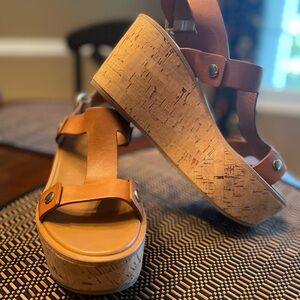 FRYE Wedge SANDALS Brown size 10M